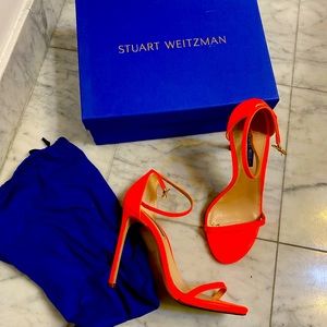 Bright neon orange nudist Stuart weitzman